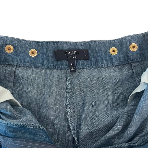Kaari Blue Embroidered Denim/Chambray Shorts Women's Size 6 - Picture 7 of 16